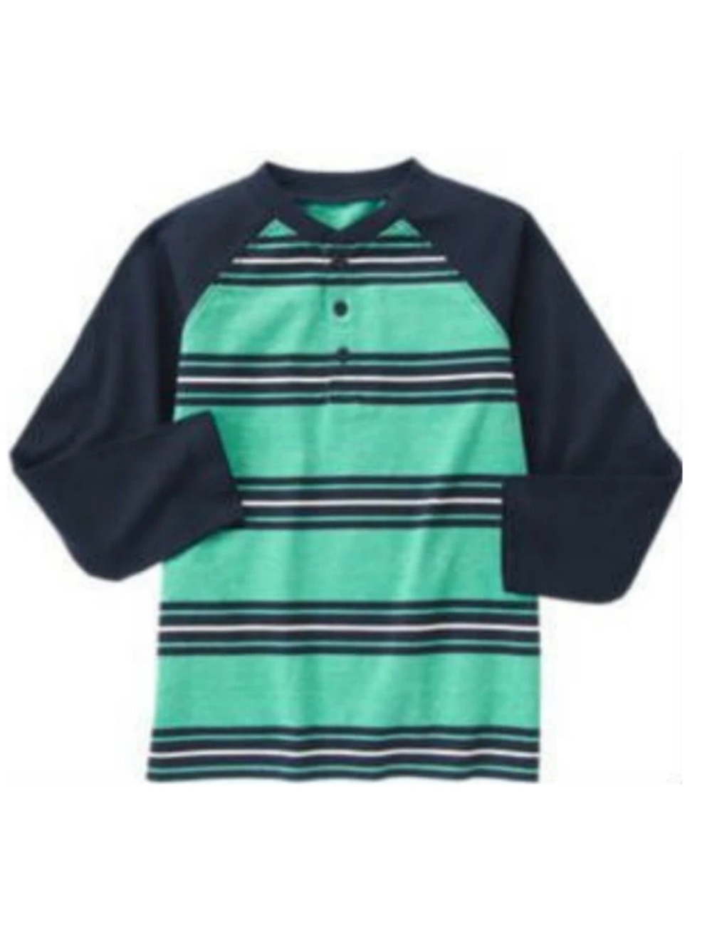 NWT Gymboree Deep Sea Adventure Green and Navy Striped Raglan Henley